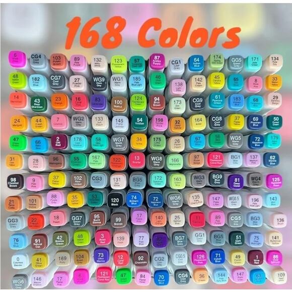 Art Markers, 168 Colors Dual Tip Permanent Art Markers for Coloring By MAAZ - Picture 2 of 6